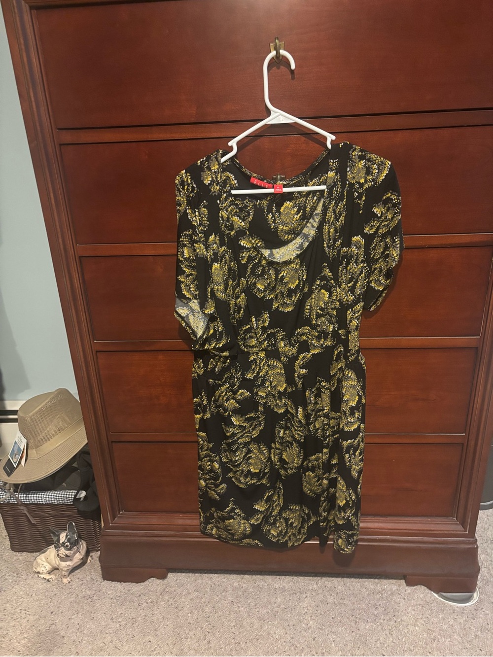 Elle Black and Gold Floral Print Dress
